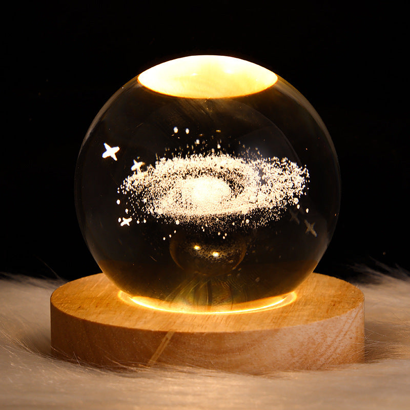 Luminous Starry Sky, Planets, Moon Crystal Ball Small Night Lamp Projection Ambience Light