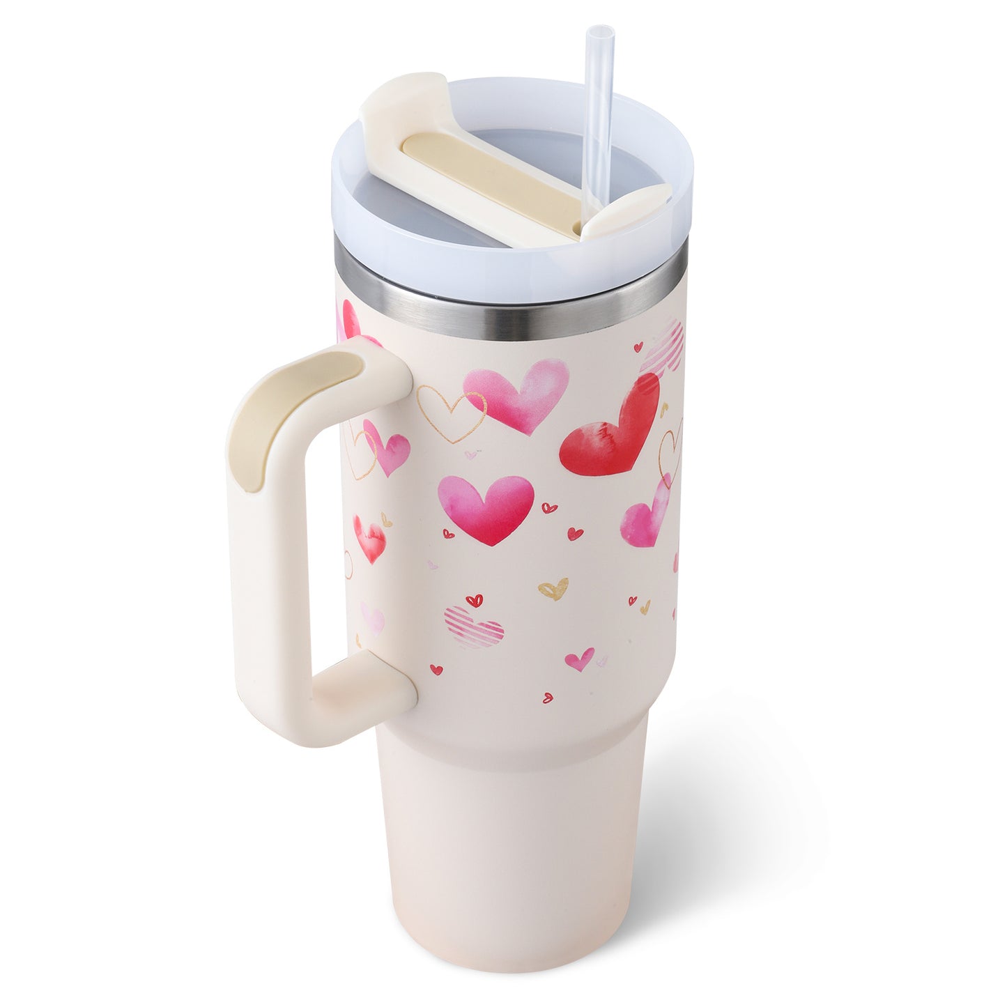 Tumbler With Lid, Stainless Steel, Handle, Straw, Insulated, Spill-Proof (1200ML)