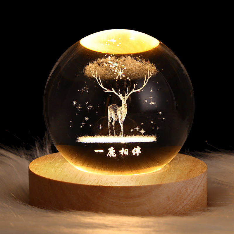 Luminous Starry Sky, Planets, Moon Crystal Ball Small Night Lamp Projection Ambience Light