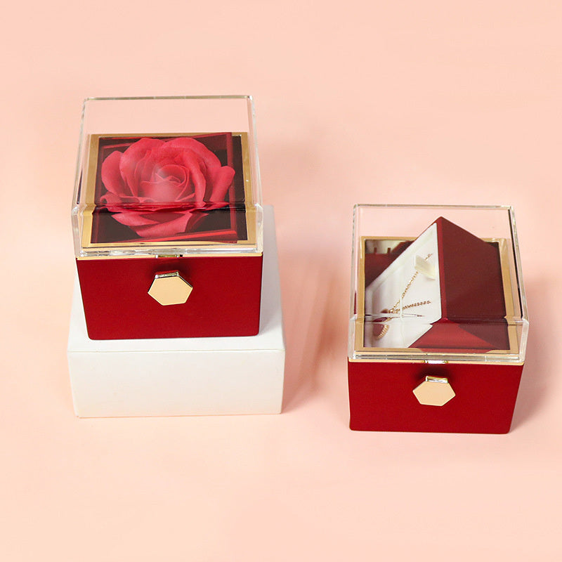 Rotating Rose Gift Box, Creative Rose Jewellery Packaging Box