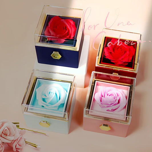 Rotating Rose Gift Box, Creative Rose Jewellery Packaging Box
