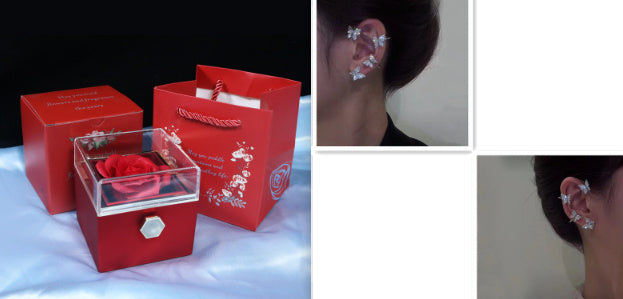 Rotating Rose Gift Box, Creative Rose Jewellery Packaging Box