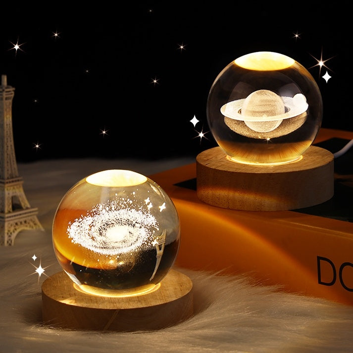 Luminous Starry Sky, Planets, Moon Crystal Ball Small Night Lamp Projection Ambience Light