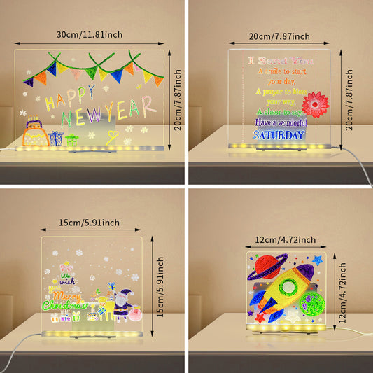 LED Acrylic Drawing Board DIY Erasable Luminous With Stand - USB Plug