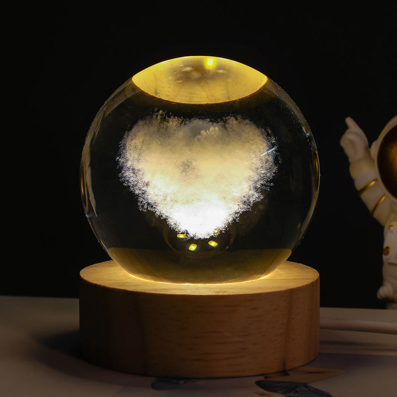 Luminous Starry Sky, Planets, Moon Crystal Ball Small Night Lamp Projection Ambience Light