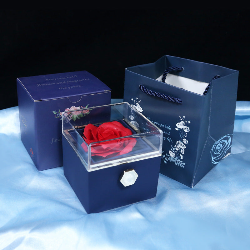 Rotating Rose Gift Box, Creative Rose Jewellery Packaging Box