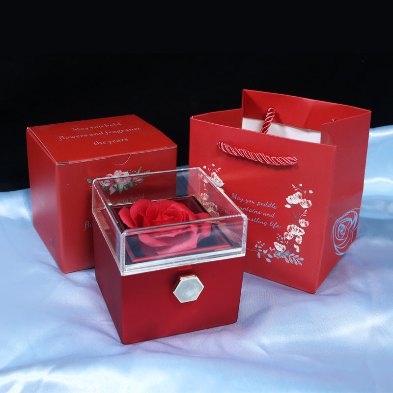 Rotating Rose Gift Box, Creative Rose Jewellery Packaging Box