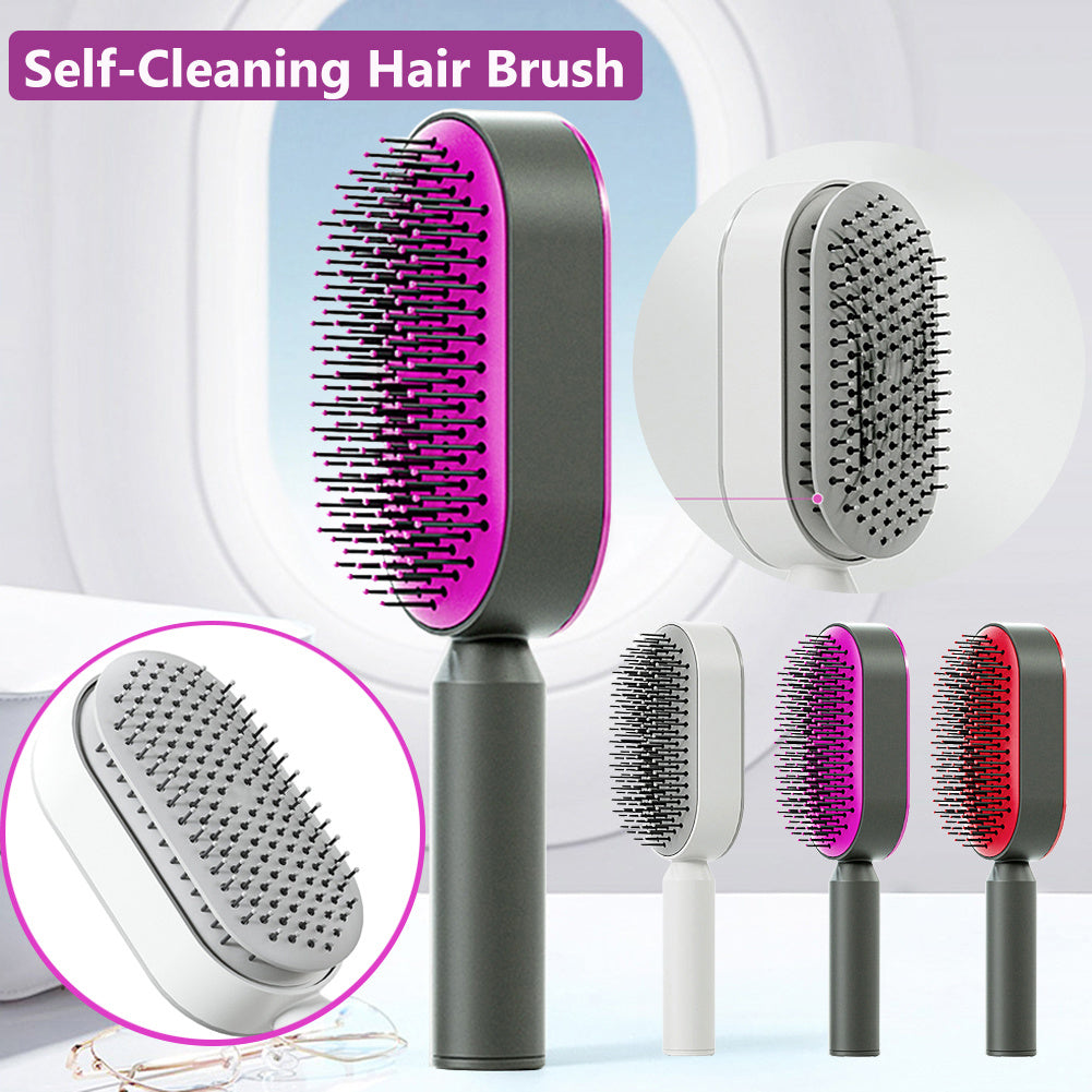 Self Cleaning Hair Brush; Massage Scalp Comb; Anti-Static Hairbrush