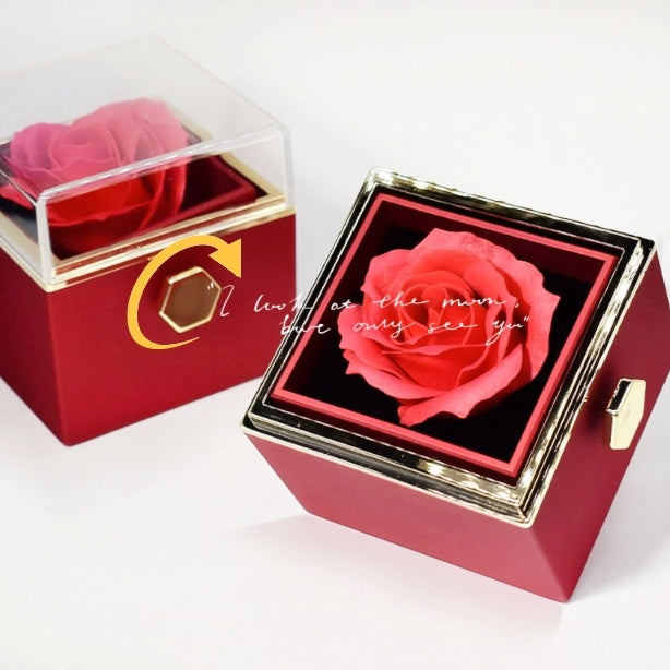 Rotating Rose Gift Box, Creative Rose Jewellery Packaging Box