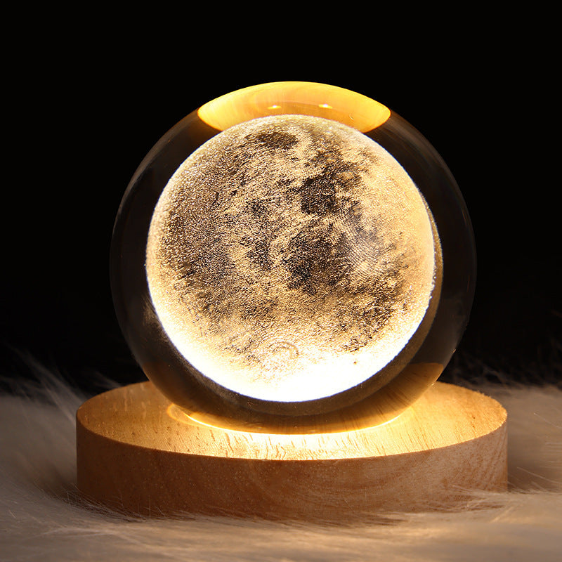 Luminous Starry Sky, Planets, Moon Crystal Ball Small Night Lamp Projection Ambience Light