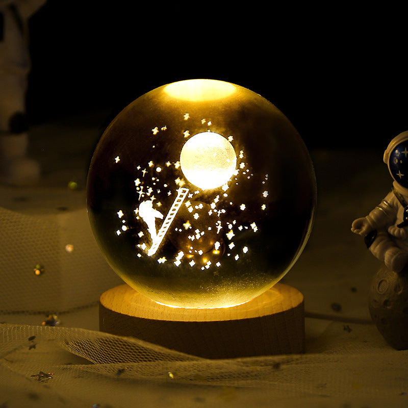 Luminous Starry Sky, Planets, Moon Crystal Ball Small Night Lamp Projection Ambience Light