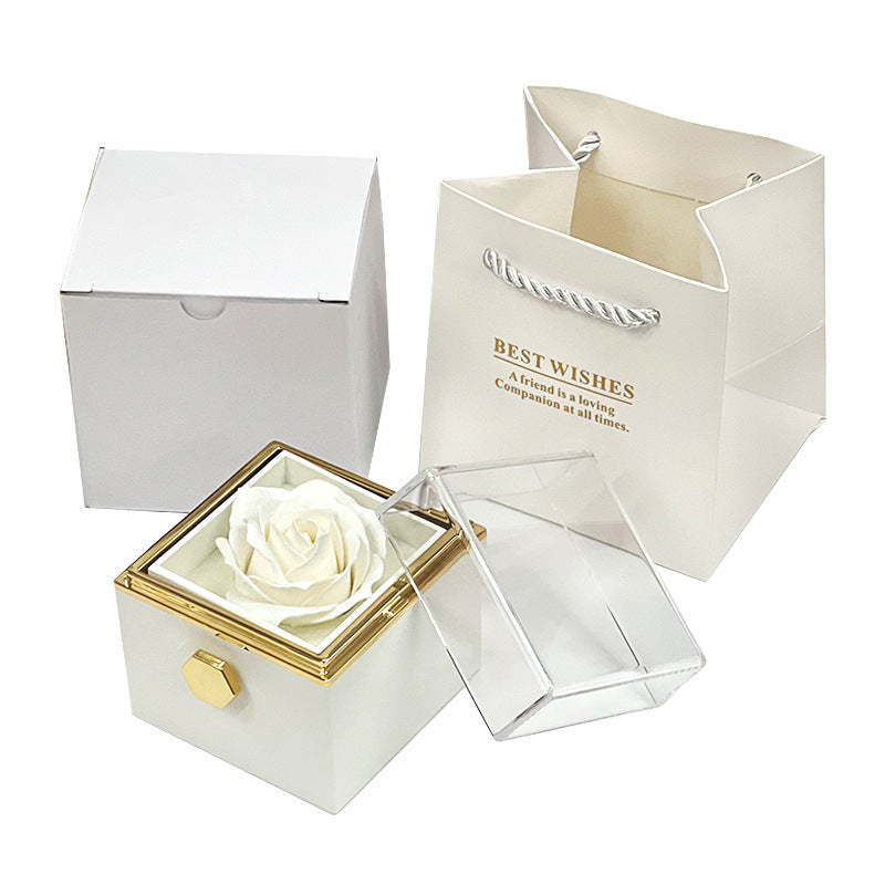 Rotating Rose Gift Box, Creative Rose Jewellery Packaging Box