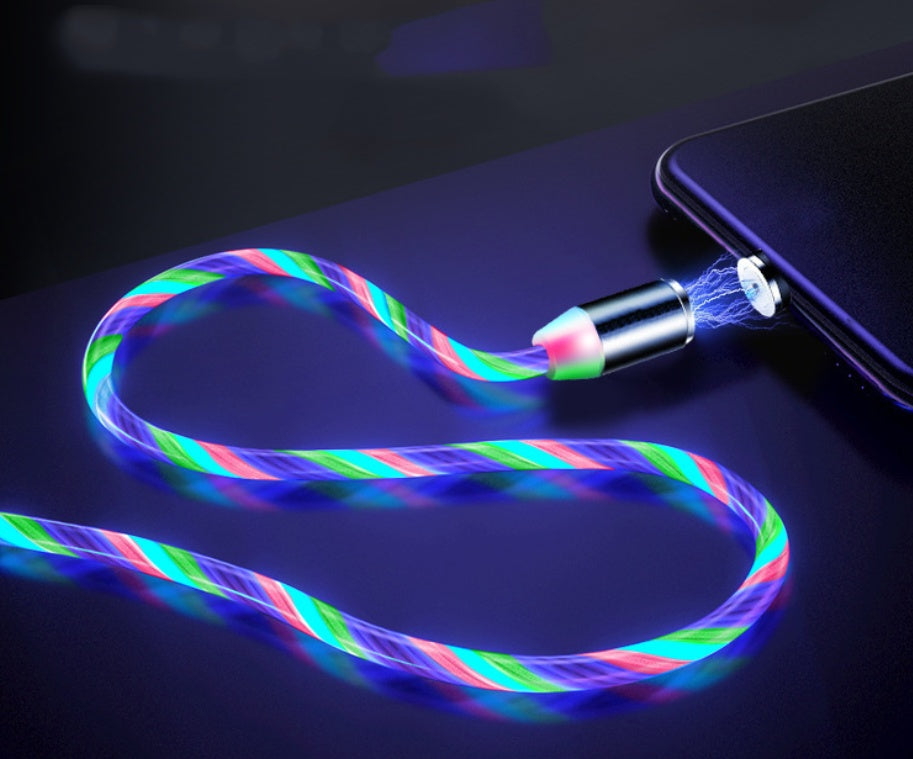 Flowing Light Magnetic Charging Cable for Iphone, Android, 3-in-1