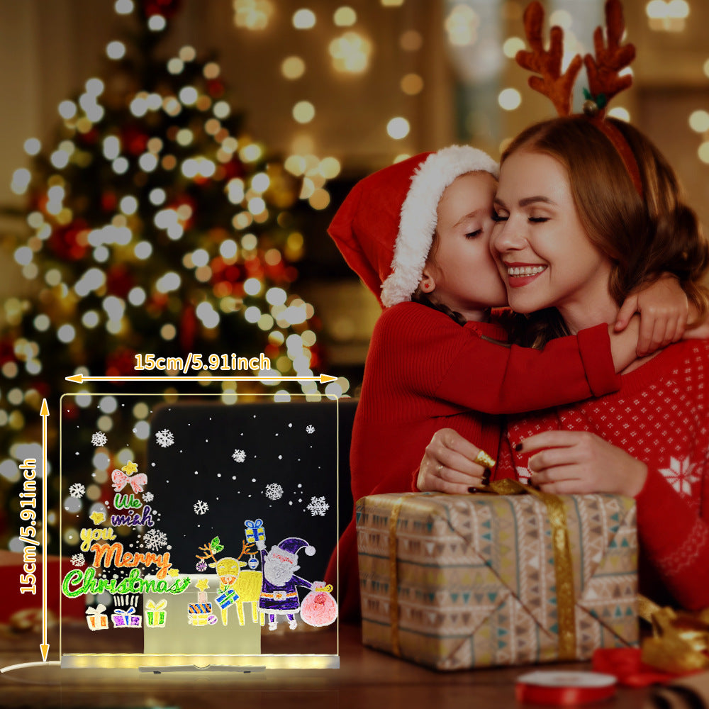 LED Acrylic Drawing Board DIY Erasable Luminous With Stand - USB Plug