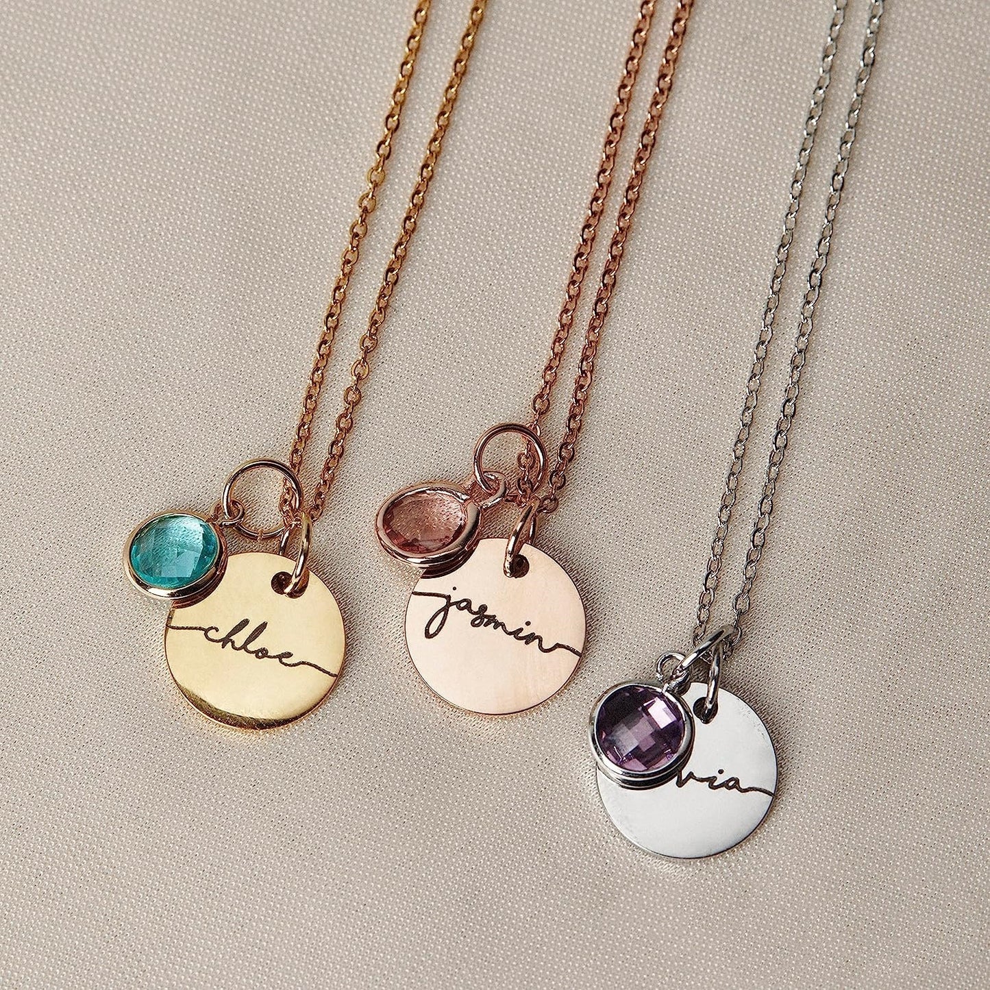 Personalized Necklace Birthstone Pendants Stackable Jewellery