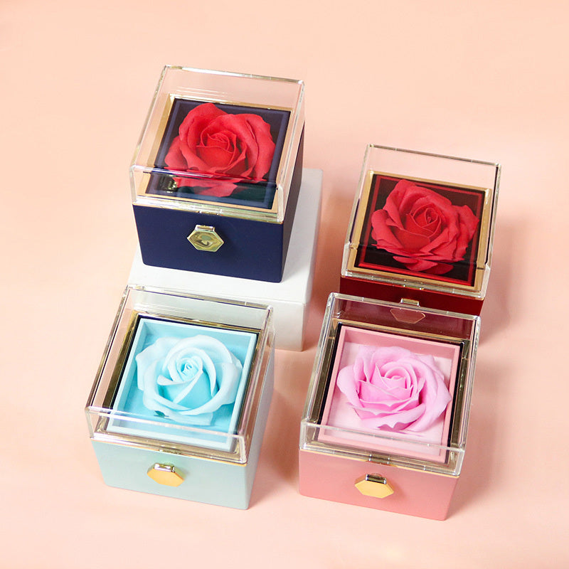 Rotating Rose Gift Box, Creative Rose Jewellery Packaging Box