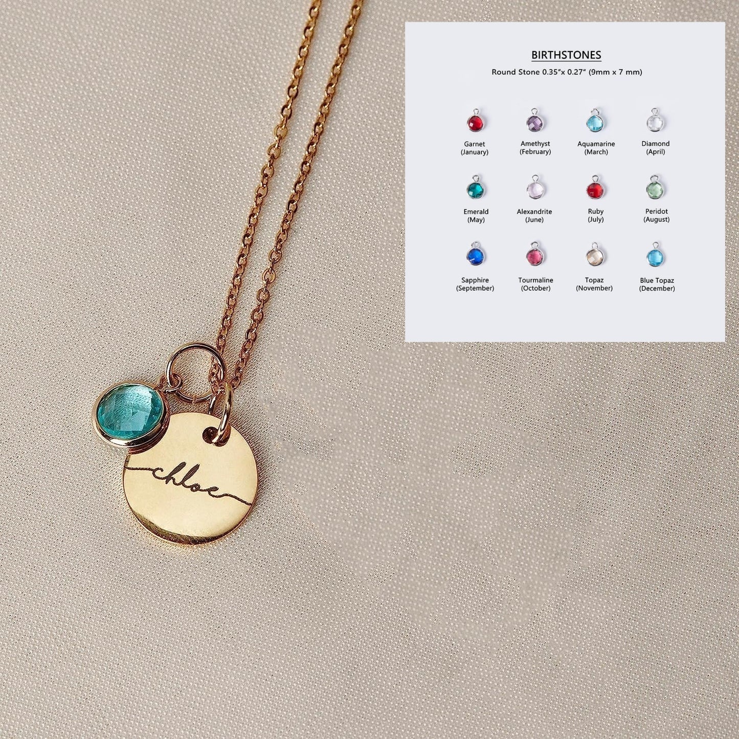 Personalized Necklace Birthstone Pendants Stackable Jewellery