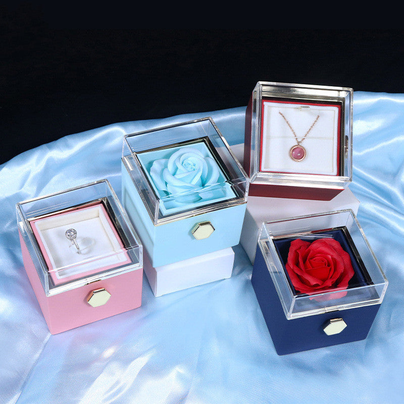 Rotating Rose Gift Box, Creative Rose Jewellery Packaging Box