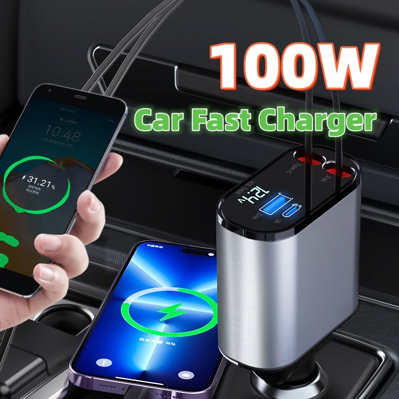 Car Charger 100W Super Fast Charging Car Cigarette Lighter Plug