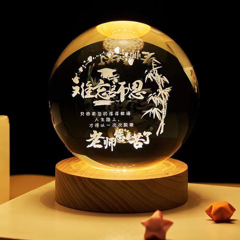 Luminous Starry Sky, Planets, Moon Crystal Ball Small Night Lamp Projection Ambience Light