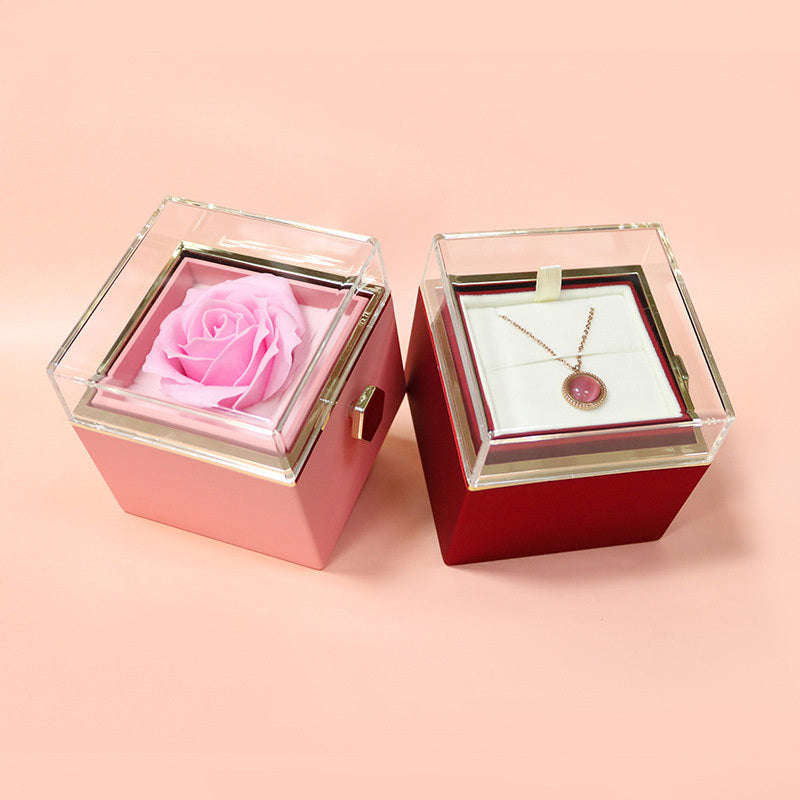 Rotating Rose Gift Box, Creative Rose Jewellery Packaging Box