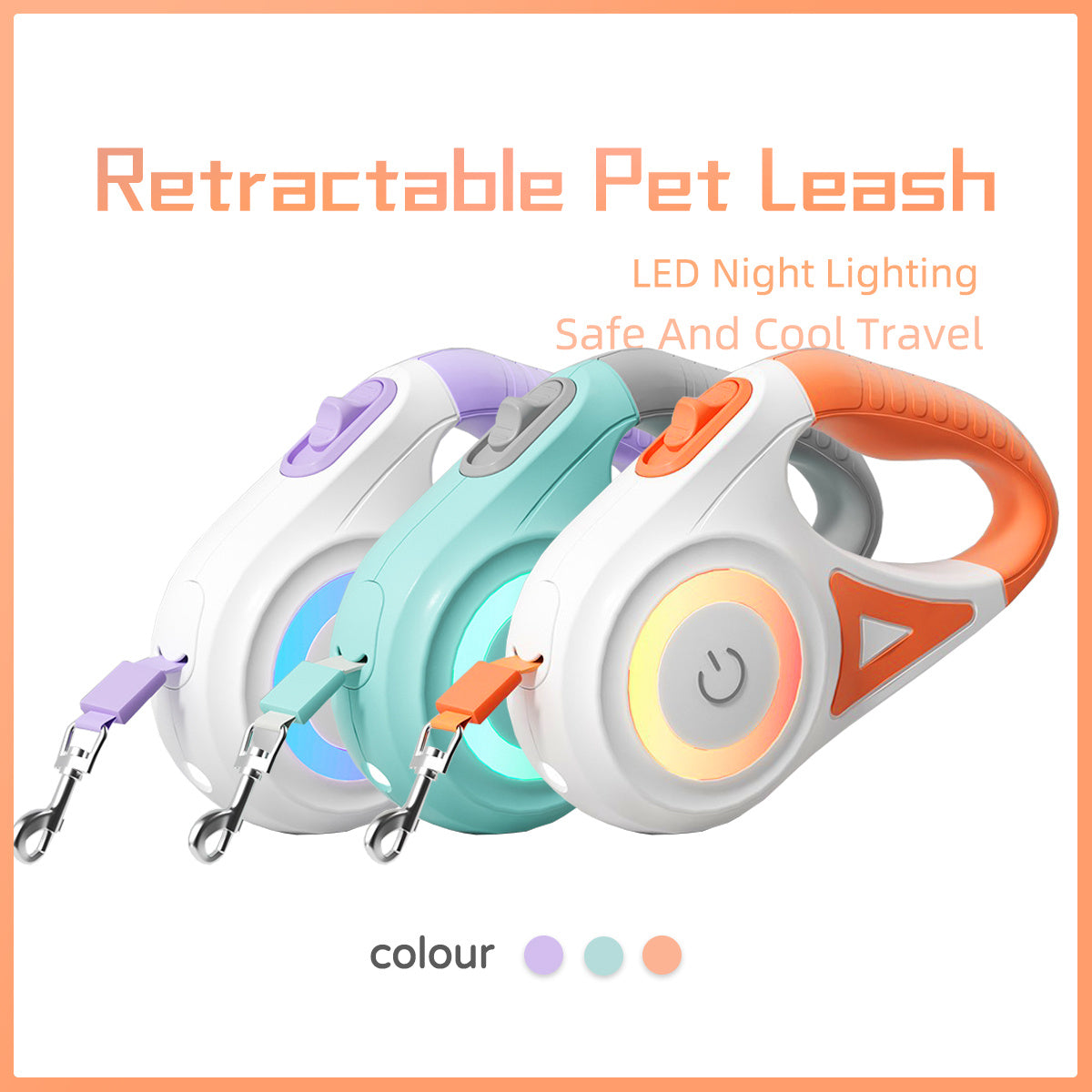 Dog Leash Retractable And Dog Collar Spotlight Automatic Pet Dog Cat