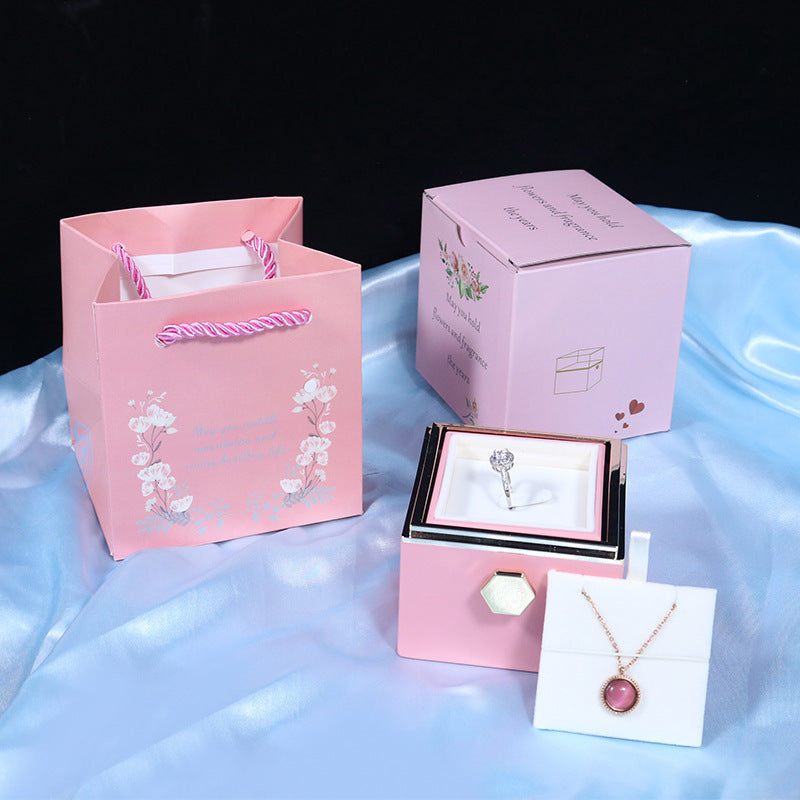 Rotating Rose Gift Box, Creative Rose Jewellery Packaging Box