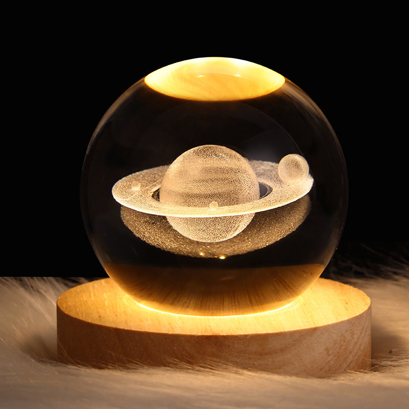 Luminous Starry Sky, Planets, Moon Crystal Ball Small Night Lamp Projection Ambience Light